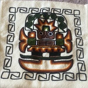 Embroidered Aztec Design Textile